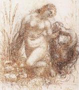 Leonardo  Da Vinci, Study for a kneeling Leda